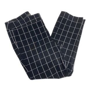 Talbot's Chatham Ankle Pant Black White Windowpane Plaid Size 8